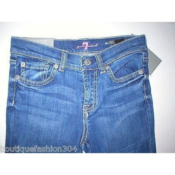 New Girls Jeans 7 for all mankind 10 Crop Roll Second Skin Legging Leg NWT $79 - Picture 2 of 5